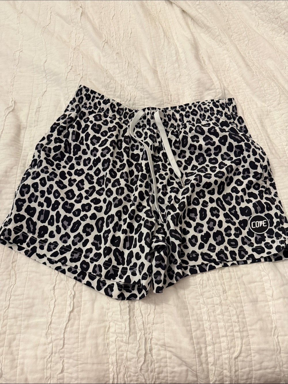 Cove White and Black Leopard Print Lounge Shorts